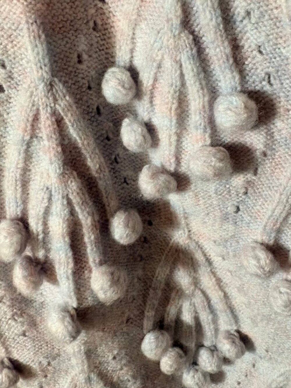 En Creme Cardigan Balloon Sleeve Bobble Knit Cropped Cottagecore M - Picture 5 of 10